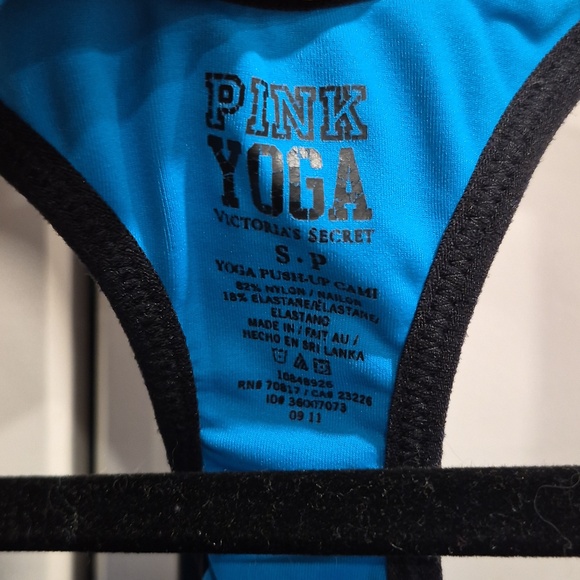 💙Victoria's Secret PINK Yoga Racerback Tank in Bright Blue with Black Trim - Picture 2 of 3